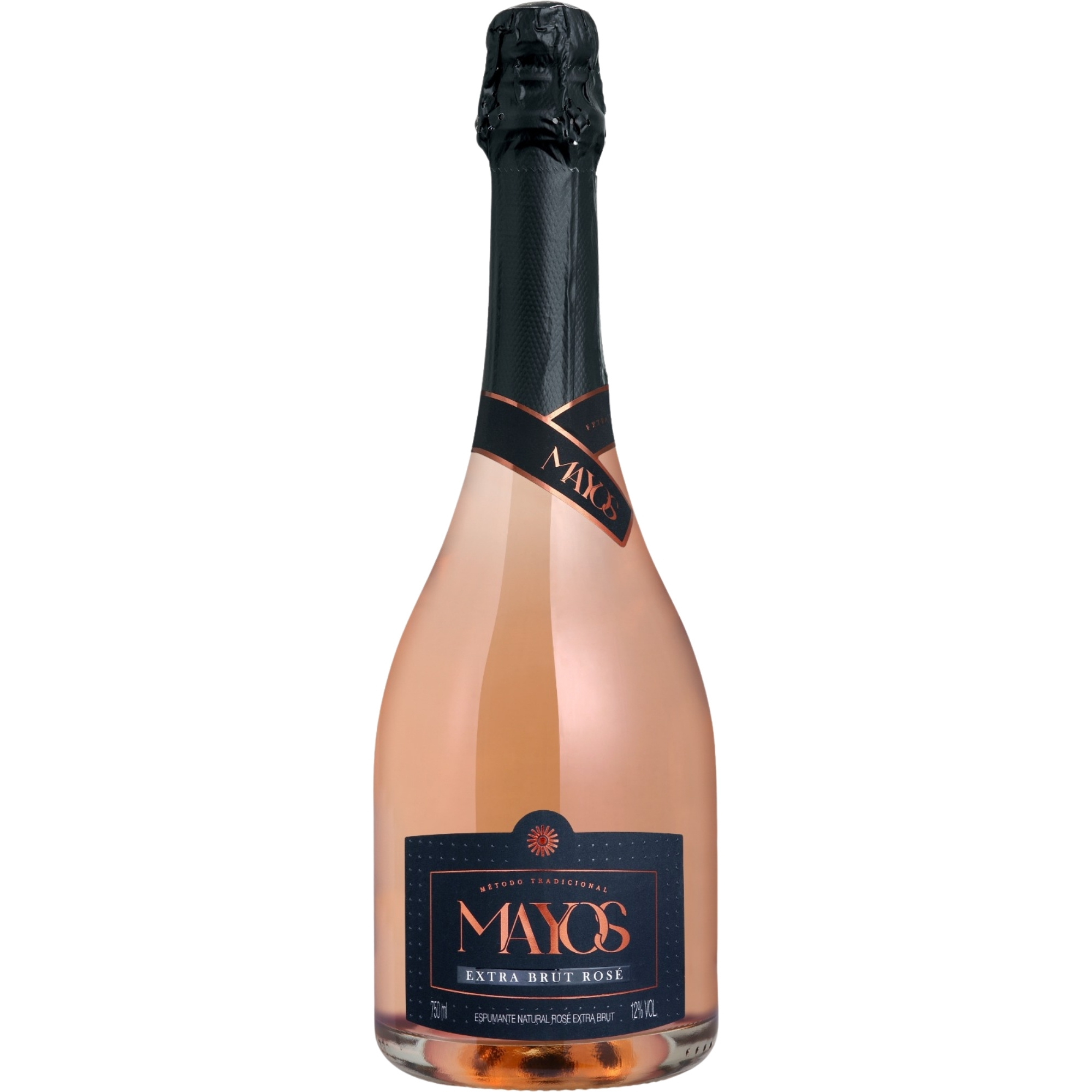 Garrafa do Espumante Mayos extra brut rosé